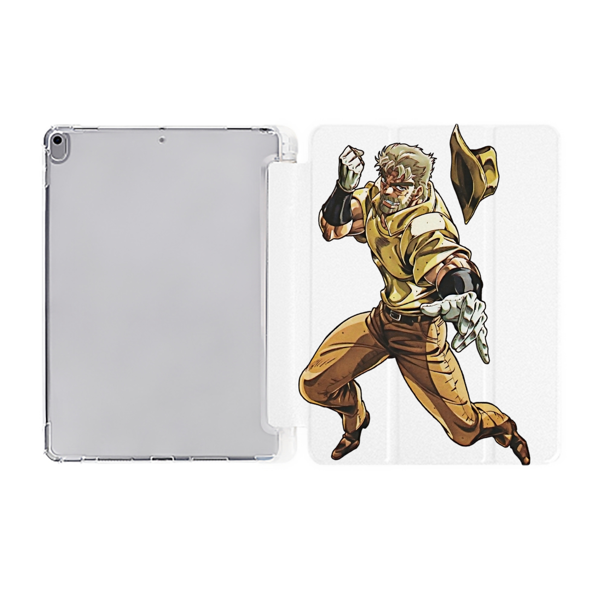 （画像用） ジョジョの奇妙な冒険 ジョセフ?ジョースター JoJo's Bizarre Adventure Joseph Joestar IPad ケース ペン収納付き 三つ折りスタンド PUレザー×シリコン 対応機種9.5/10.5/10.9インチ